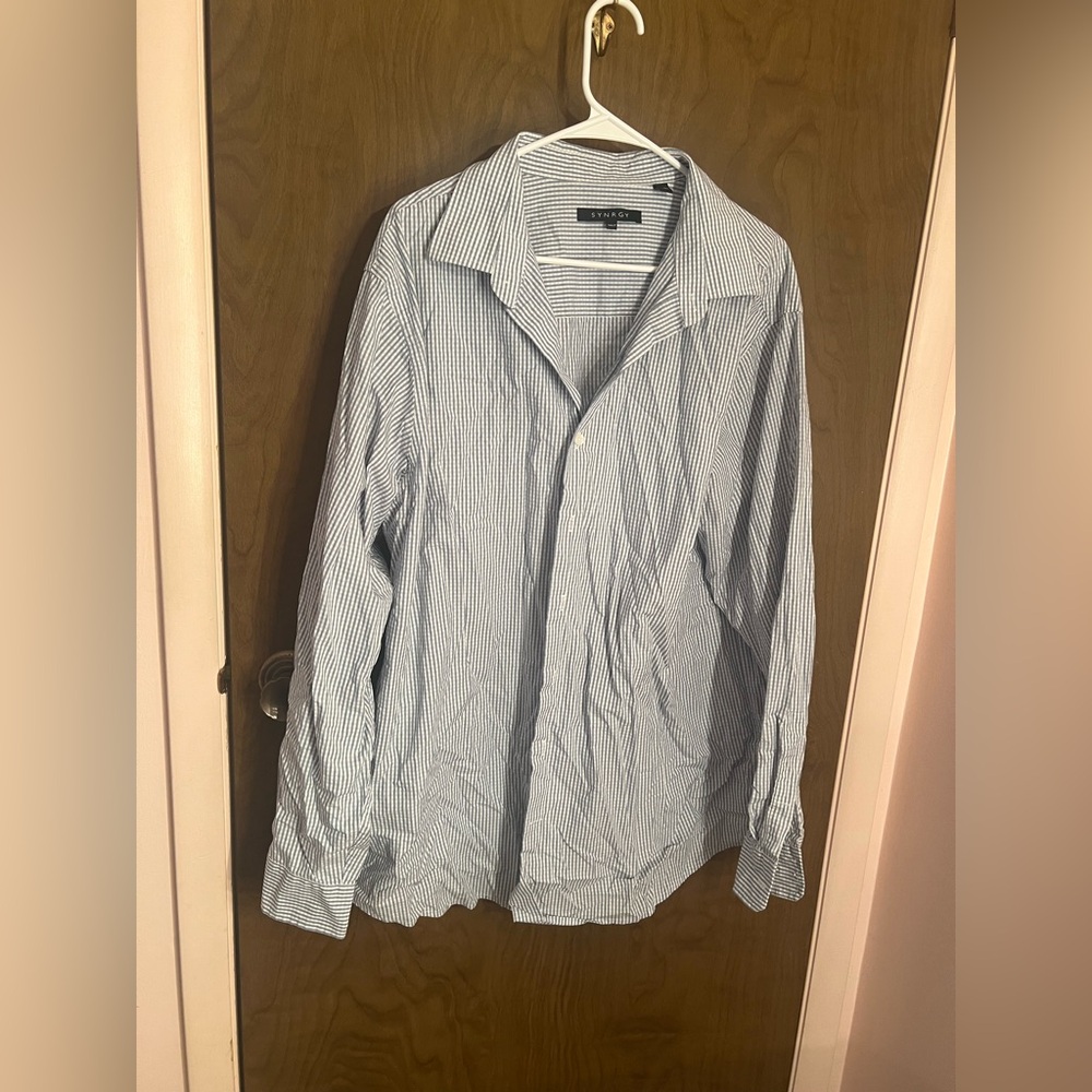 Synrgy Blue Striped Shirt-1X